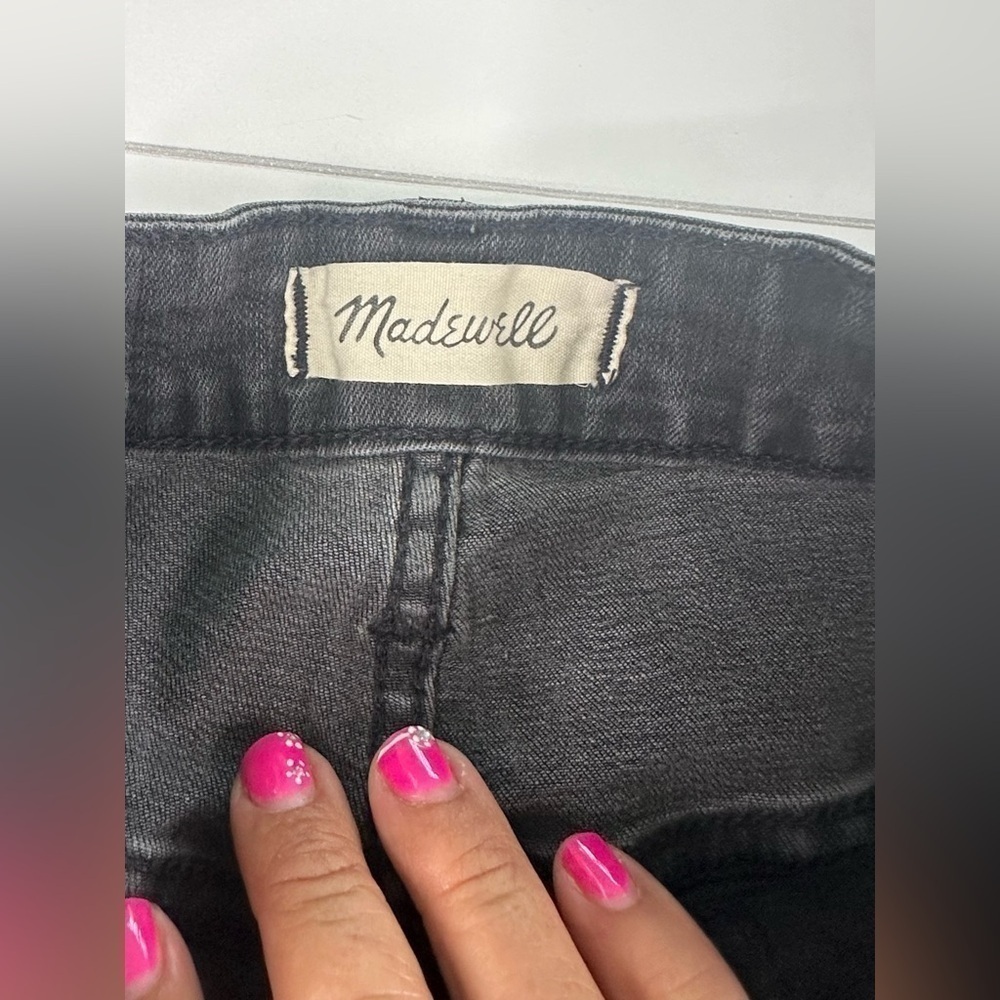 Madewell Curvy High-Rise Skinny Jeans Black Sea Distressed Raw Hem Size 25 - Picture 11 of 15